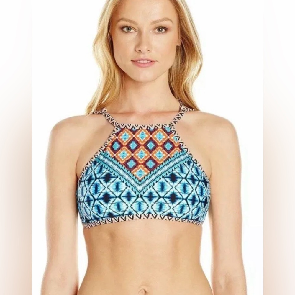 NWT Kenneth‎ Cole Tribe Vibes High Neck Bikini Swim Top Boho Vacation Festival
